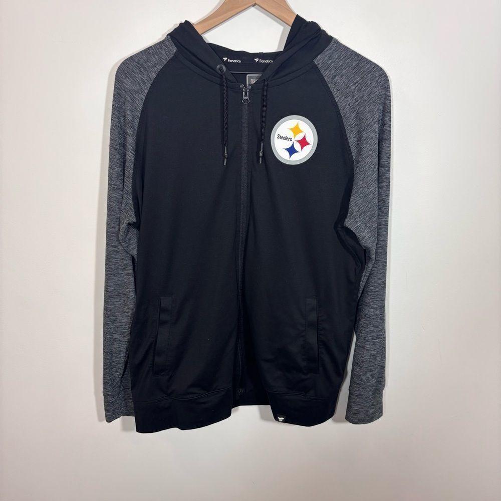 NFL Pro Line Pittsburgh Steelers Fanatics Black & Gray Full-Zip Hoodie Large